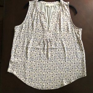 LOFT v-neck mixed media shell